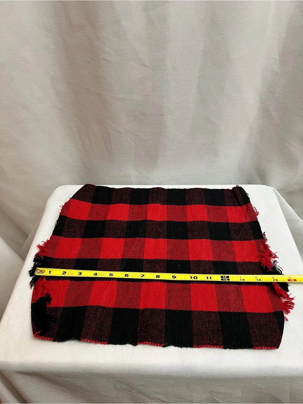 Set of 4 Red Black Buffalo Plaid Woven Placemats Farmhouse Rustic Decor